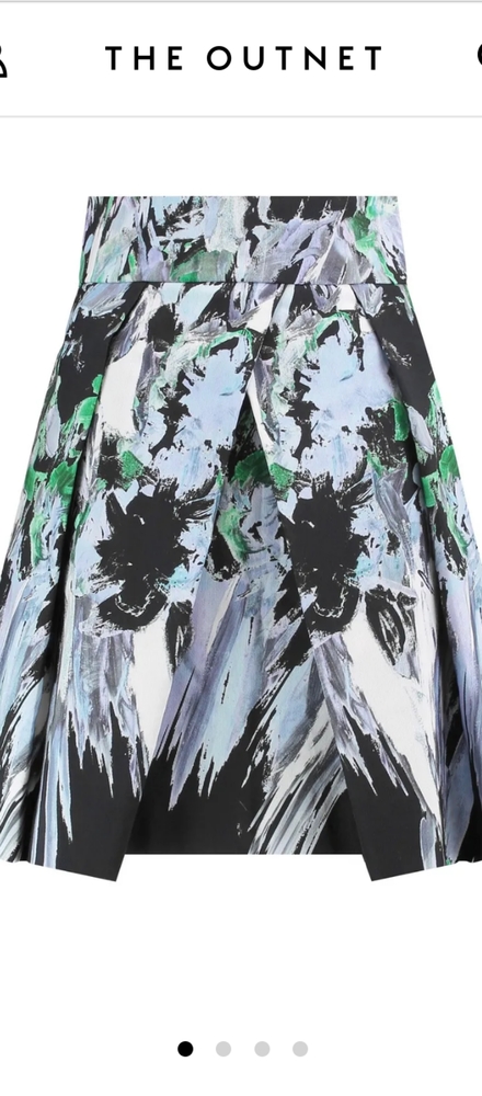 Milly painted cotton Kayla pleated skirt 0